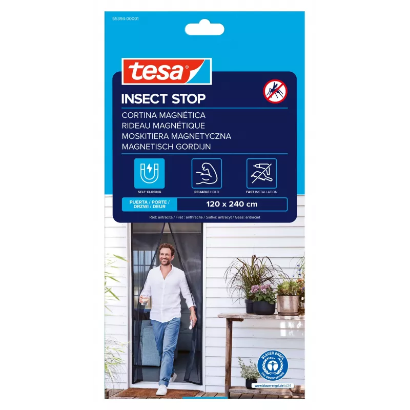 tesa Insect Stop mosquitera magnética para puertas antracita 1,2 x 2,4 m