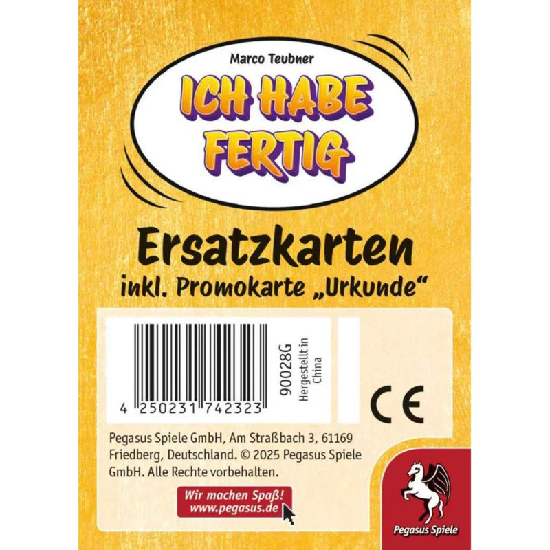 PEGASUS Ich habe fertig - cartas de repuesto incl. certificado promocional (expansión)