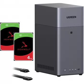 UGREEN DH2300 pack con 2x Seagate IronWolf NAS 4TB CMR (negro)