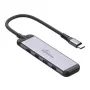 MEDIARANGE MRCS512 hub USB-C 4 puertos 3x USB-C 3.2 Gen 1 + 1x PD 100W plateado