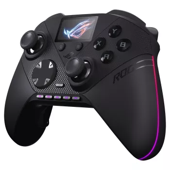 ASUS ROG Raikiri II Pro Mando Gaming para PC - Triple-Mode (USB-C, 2,4 GHz RF, Bluetooth 5.0), pantalla OLED, 4 paletas programables, ESS-DAC, negro