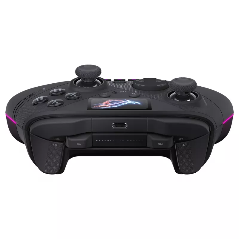 ASUS ROG Raikiri II Pro Mando Gaming para PC - Triple-Mode (USB-C, 2,4 GHz RF, Bluetooth 5.0), pantalla OLED, 4 paletas programables, ESS-DAC, negro