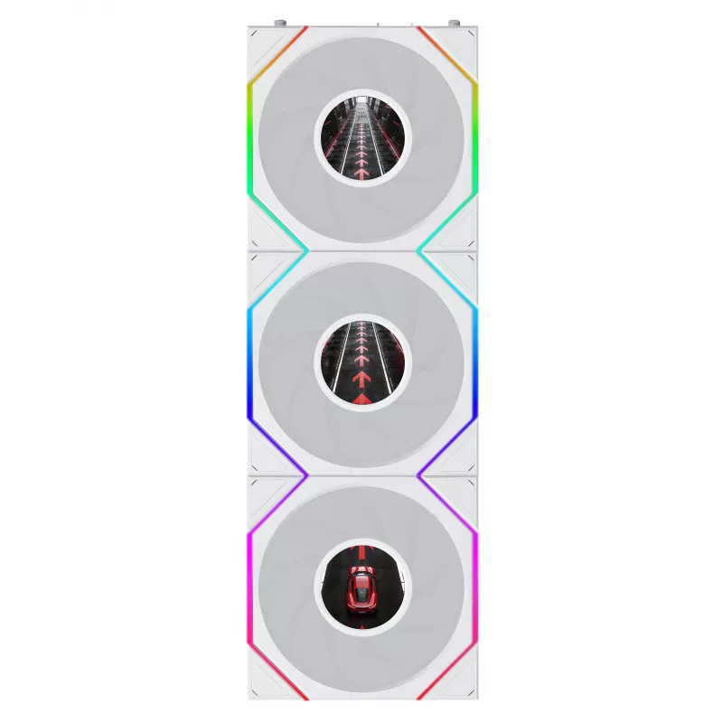 Lian Li UNI FAN TL120 LCD FLEX Wireless ARGB 120mm PWM Ventilador de caja pack de 3 blanco