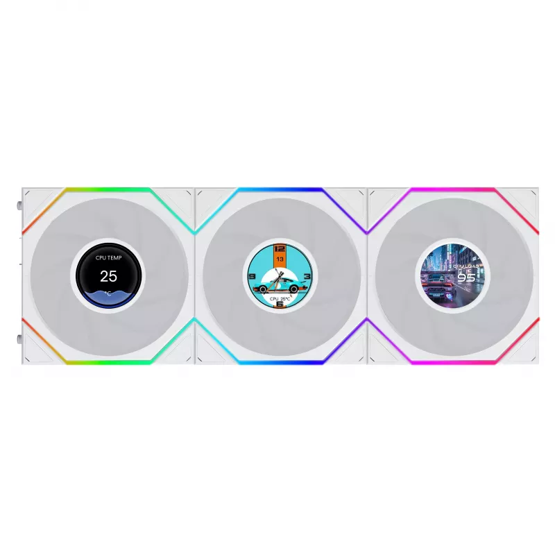 Lian Li UNI FAN TL120 LCD FLEX Wireless ARGB 120mm PWM Ventilador de caja pack de 3 blanco