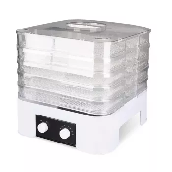 MEO MR-768 MAESTRO Deshidratador de verduras y frutas, 520 W, 5 niveles, temperatura ajustable 35-70°C, temporizador hasta 48h, Blanco y Transparente