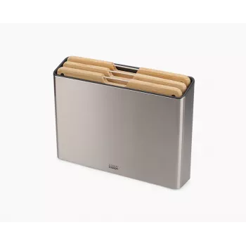 Joseph Joseph Folio Bamboo Set de 3 tablas de cortar con soporte fino, Gris antracita