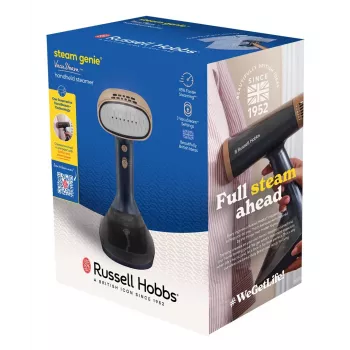 Russell Hobbs Steam Genie VacuSteam Plancha de vapor de mano 28550-56 – 1800 W, 200 ml, Blanco/Azul