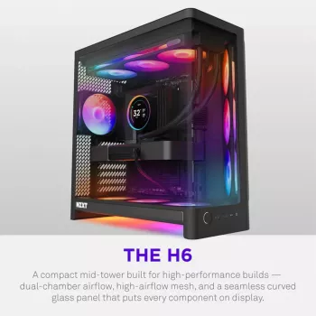 NZXT H6 2026 caja gaming mid-tower airflow negra cristal templado