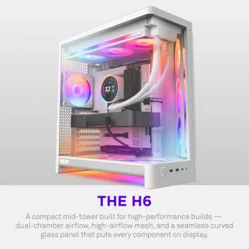 NZXT H6 2026 caja gaming mid-tower airflow blanca cristal templado