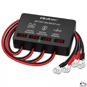 Qoltec 48V equilibrador de baterías para 4 baterías de 12V | 10A | AGM GEL LiFePO4 | LED