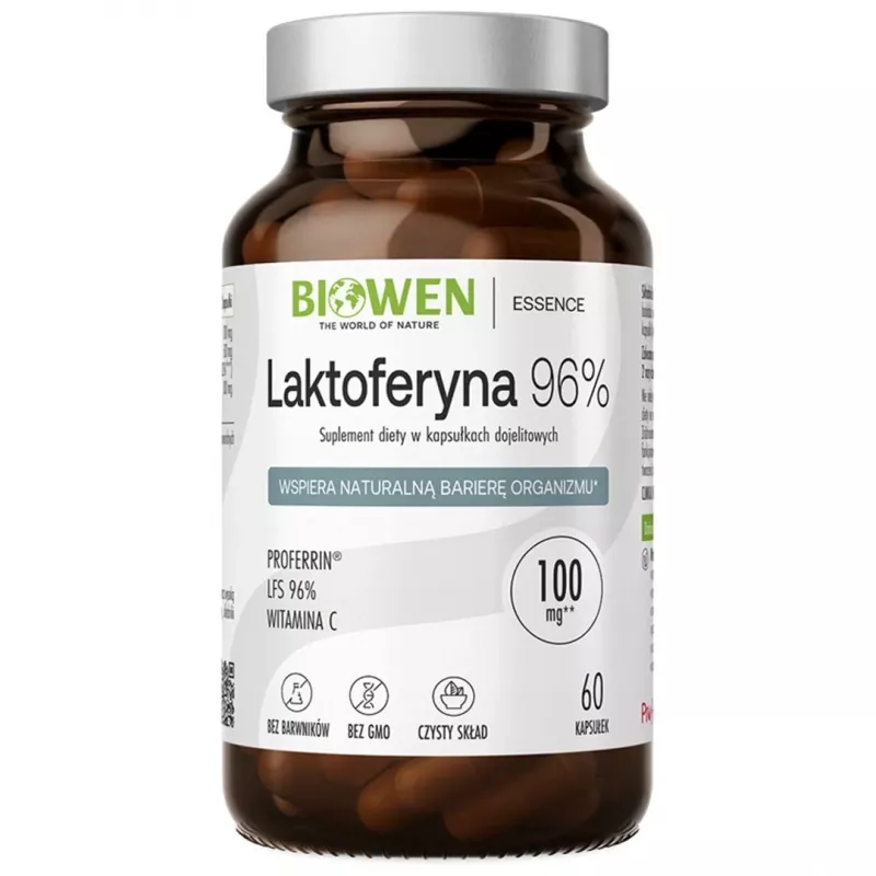 BIOWEN Lactoferrina 96% – 60 cápsulas – Complemento alimenticio de lactoferrina bovina de alta pureza