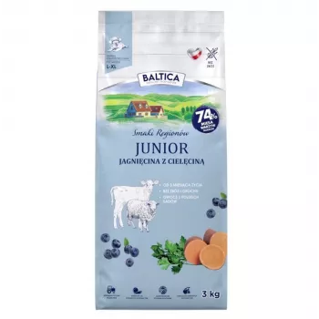 BALTICA Flavours of Regions Junior Cordero con ternera – Pienso sin cereales para cachorros, 3 kg