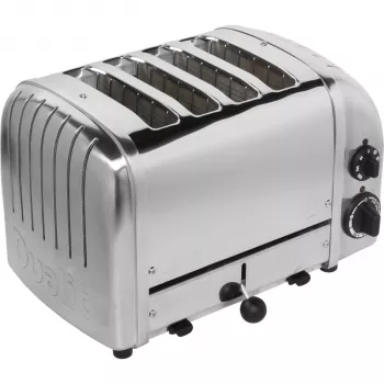 Dualit Vario 47030 Tostadora de 4 ranuras, acero inoxidable pulido, 2200 W, ranuras extragrandes, funciones de descongelación y bagel