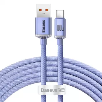 Baseus cable USB-A a USB-C Crystal Shine 100W 2m lila