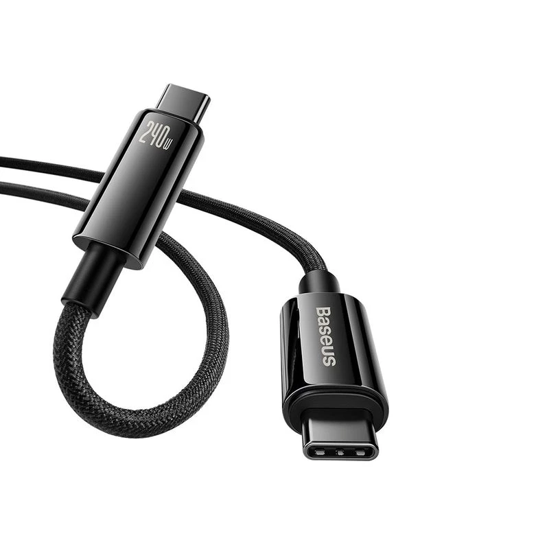Baseus Tungsten Gold cable de carga rápida USB-C a USB-C 240W 1m negro