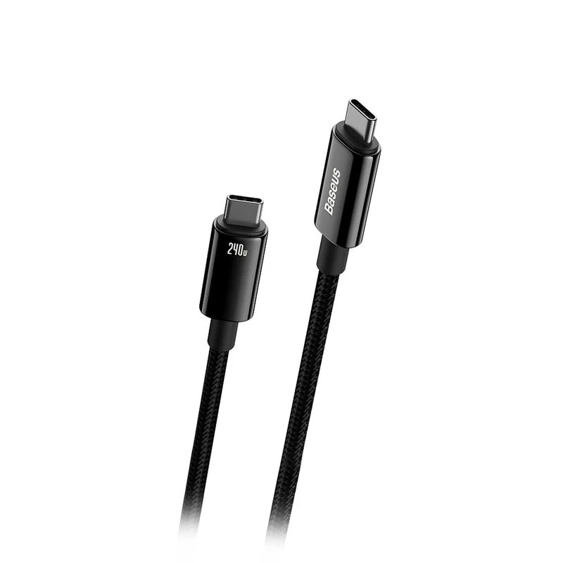 Baseus Tungsten Gold cable de carga rápida USB-C a USB-C 240W 1m negro
