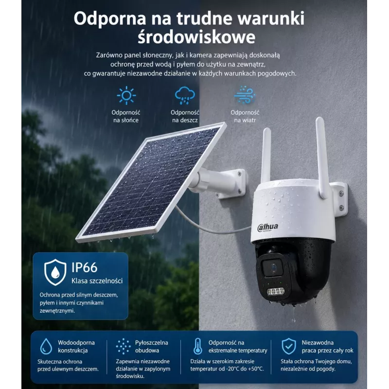 DAHUA BP5E cámara de seguridad PTZ 4G LTE con alimentación solar 5MP con visión nocturna en color