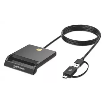 Manhattan lector de tarjetas inteligentes combo USB-C y USB-A, negro