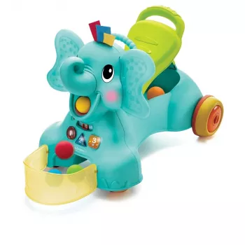 B-KIDS elefante 3 en 1 para sentarse, andar y montar de Infantino