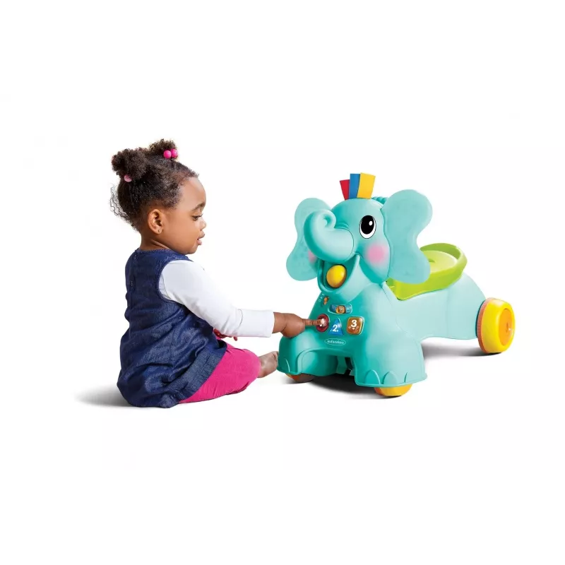 B-KIDS elefante 3 en 1 para sentarse, andar y montar de Infantino