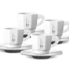 Bialetti RTATZ402 set de tazas de espresso, 4 piezas, porcelana blanca, 75 ml