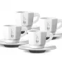 Bialetti RTATZ402 set de tazas de espresso, 4 piezas, porcelana blanca, 75 ml