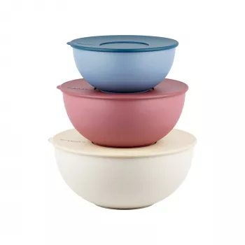 Guzzini EVERYWHERE BIO set de 3 cuencos con tapas, colores surtidos