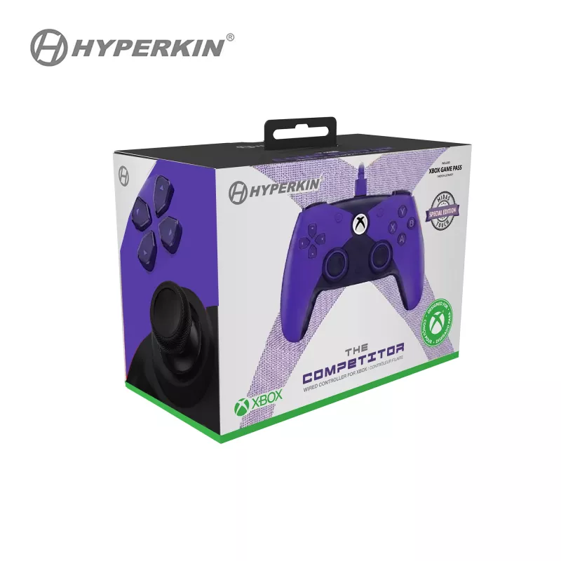 Hyperkin Competitor mando con cable para Xbox Series X|S, Xbox One y PC - morado