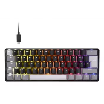 Teclado gaming Corsair CLIPPER PRO MINI 60 Hall Effect 60% con cable USB, switches magnéticos, QWERTZ, Negro