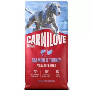 CAV CARNILOVE ACTIVE DOG SALMÓN Y PAVO PERROS ADULTOS RAZAS GRANDES 12kg
