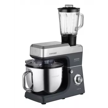 CONCEPT RM6000 Robot de cocina planetaria 1900W 6,5L bol de acero inoxidable, 8 velocidades + Pulse, Plata/Negro