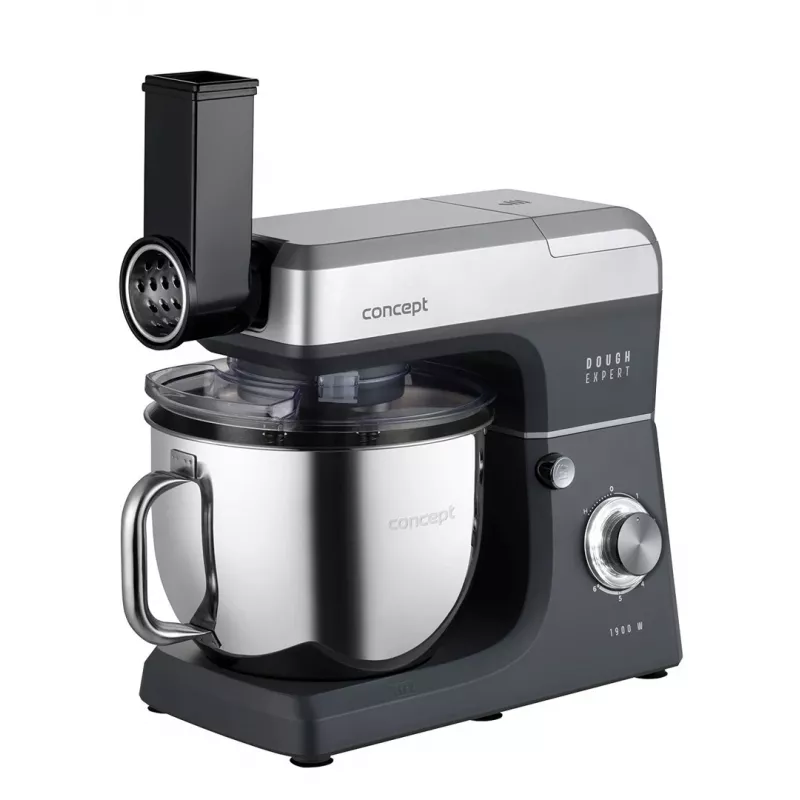 CONCEPT RM6000 Robot de cocina planetaria 1900W 6,5L bol de acero inoxidable, 8 velocidades + Pulse, Plata/Negro