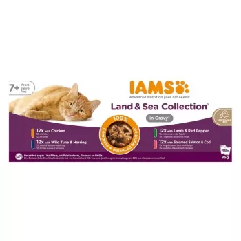IAMS Delights Senior Land & Sea Collection en salsa 12x85g
