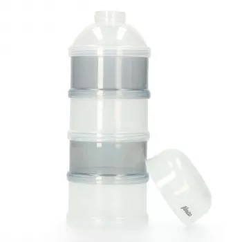 Alecto BF-4 dosificador de leche en polvo con 3 compartimentos, sin BPA, a prueba de fugas, blanco/transparente