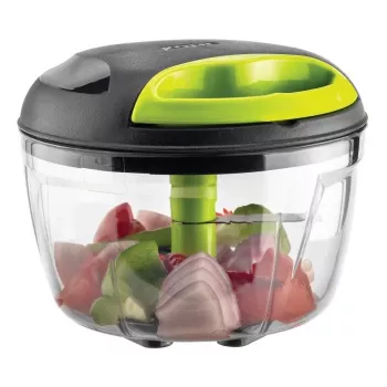 KHE KOHE Picadora de verduras 600 ml con cuerda, 3 cuchillas de acero inoxidable, verde y negro