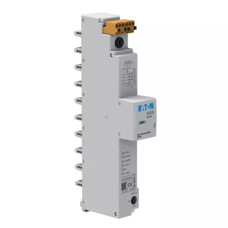 Eaton SPZT123-300/3+NPE-S Tipo 2 Protector contra sobretensiones para barra colectora de 40mm, 3+NPE, 300V, 20kA/40kA