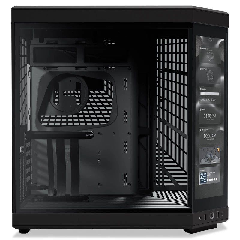 Carcasa HYTE Y70 Touch Black Mid Tower con cristal templado panorámico y pantalla táctil de 14,1