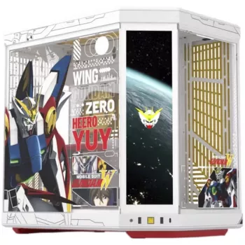 HYTE Y70 Touch Infinite Gundam Wing Edition Caja semitorre, doble cristal templado, pantalla táctil 4K, blanco