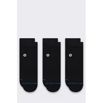Stance Icon Quarter calcetines pack de 3 - negro