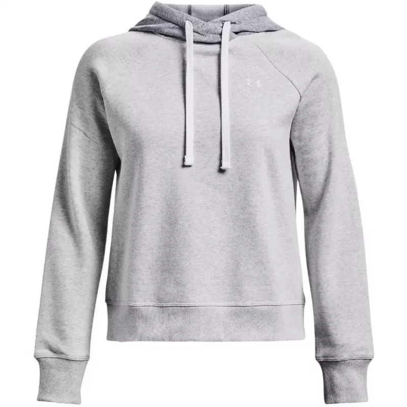 Sudadera con capucha para mujer Under Armour Rival Fleece Colourblock gris moderno/blanco