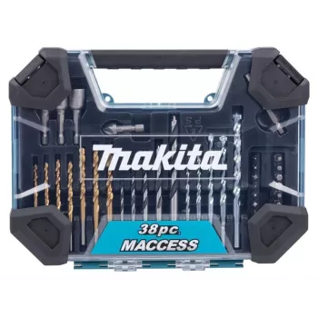 Makita E-22573 set de 38 piezas de brocas y puntas de destornillador con brocas HSS-G, para madera y piedra