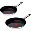 Juego de sartenes de acero inoxidable Tefal Emotion, 2 piezas, 24/28 cm