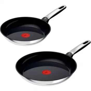Tefal Emotion Set de sartenes de acero inoxidable, 2 piezas, 24/28 cm