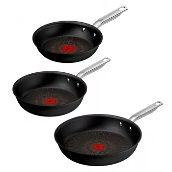Tefal Experience Juego de sartenes de aluminio, 3 piezas, negro, 20/24/28 cm