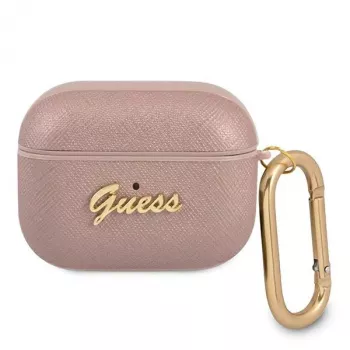GUESS GUAPSASMP funda para AirPods Pro Saffiano Script Metal Collection rosa