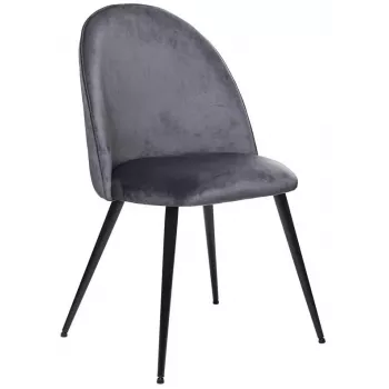 Silla de comedor de tela gris Slano con estructura de metal
