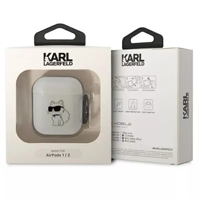 Karl Lagerfeld KLA2HNCHTCT funda para AirPods 1/2 transparente Ikonik Choupette