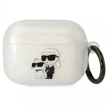Karl Lagerfeld KLAPHNKCTGT funda para AirPods Pro transparente con purpurina Karl & Choupette