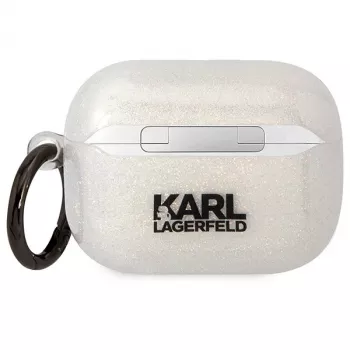 Karl Lagerfeld KLAPHNKCTGT funda para AirPods Pro transparente con purpurina Karl & Choupette