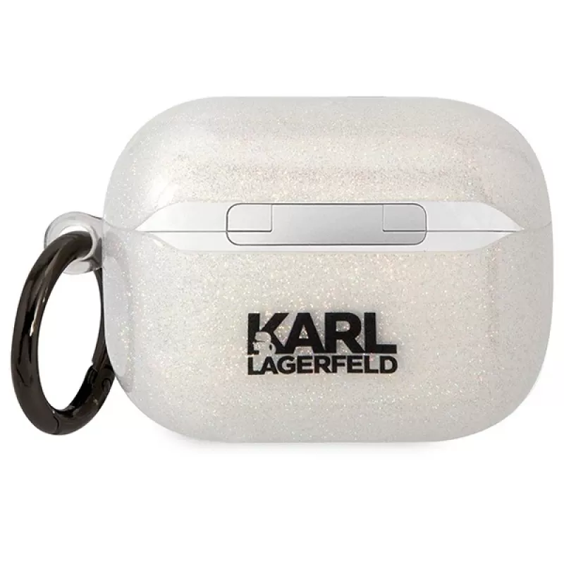 Karl Lagerfeld KLAPHNKCTGT funda para AirPods Pro transparente con purpurina Karl & Choupette